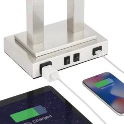 Possini Euro Design Amity Modern Table Lamp 26" High Brushed Nickel With USB And AC Power Outlet In Base White Linen Shade For Bedroom Bedside Desk 9 Possini Euro Design Amity Modern Table Lamp 26" High Brushed Nickel With USB And AC Power Outlet In Base White Linen Shade For Bedroom Bedside Desk -Possini Euro Design Sales GUEST faab9f00 a01b 4be2 963c a37ffcd0f7f1