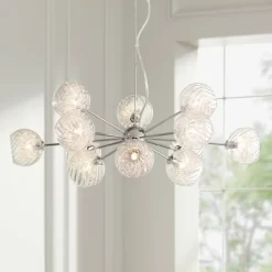 Possini Euro Design Wired Chrome Chandelier Lighting 32" Wide Modern Sputnik Art Glass 12-Light Fixture For Dining Room House Foyer Kitchen Island -Possini Euro Design Sales GUEST fb1b05bc 403f 42be b459 41c11b7c7be7