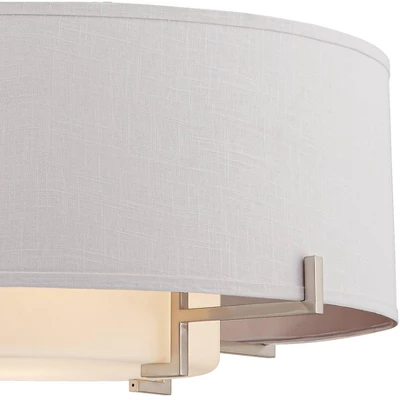Possini Euro Design Concentric Brushed Nickel Pendant Chandelier 28" Wide Modern White Fabric Drum 4-Light For Dining Room House Foyer Kitchen Island 2 Possini Euro Design Concentric Brushed Nickel Pendant Chandelier 28" Wide Modern White Fabric Drum 4-Light For Dining Room House Foyer Kitchen Island - Image 2