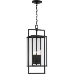 Possini Euro Design Jericho Modern Outdoor Hanging Light Textured Black 24 1/4" Clear Glass Panel For Post Exterior Barn Deck House Porch Yard Patio -Possini Euro Design Sales GUEST fb766fec dda6 4174 b315 500384a6ee38