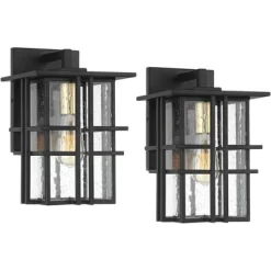 Possini Euro Design Arley Modern Industrial Outdoor Wall Light Fixtures Set Of 2 Black 12" Seedy Glass For Post Exterior Barn Deck House -Possini Euro Design Sales GUEST fc35167d 2796 4082 b3a2 2855c75ec5a9