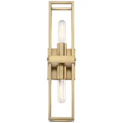 Possini Euro Design Modern Wall Light Sconce Warm Brass Hardwired 18 3/4" High 2-Light Fixture Open Frame Bedroom Bathroom Hallway -Possini Euro Design Sales GUEST fc8f1574 77f2 41aa 9338 d41edb8bf0bd