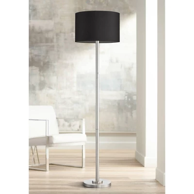 Possini Euro Design Meridian Modern 72" Tall Floor Lamp Brushed Nickel Metal Light Blaster LED Black Drum Shade For Living Room Bedroom 1 Possini Euro Design Meridian Modern 72" Tall Floor Lamp Brushed Nickel Metal Light Blaster LED Black Drum Shade For Living Room Bedroom