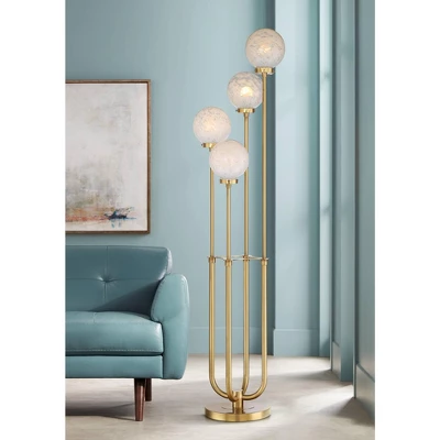 Possini Euro Design Mid Century Modern Glam Style Floor Lamp 4-Light LED 68.5" Tall Warm Gold Glass Globe Shade For Living Room House Uplight 1 Possini Euro Design Mid Century Modern Glam Style Floor Lamp 4-Light LED 68.5" Tall Warm Gold Glass Globe Shade For Living Room House Uplight