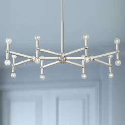 Possini Euro Design Marya Brushed Nickel Chandelier 37 3/4" Wide Modern 16-Light Fixture For Dining Room House Foyer Kitchen Island Entryway Bedroom