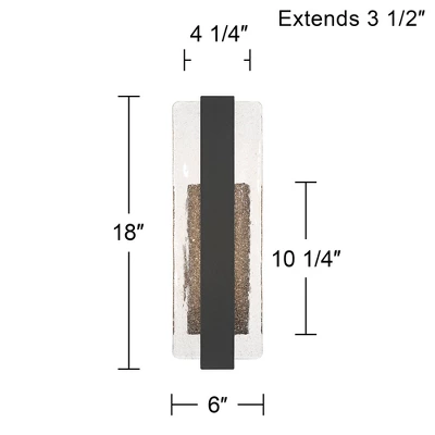 Possini Euro Design Possini Euro Cascadia 18"H Black Piastra Glass LED Outdoor Wall Light 3 Possini Euro Design Possini Euro Cascadia 18"H Black Piastra Glass LED Outdoor Wall Light - Image 3