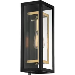 Possini Euro Design Double Box Industrial Outdoor Wall Light Fixture Matte Black Warm Brass 15 1/2" Clear Glass Post Exterior Barn Deck House Porch 9 Possini Euro Design Double Box Industrial Outdoor Wall Light Fixture Matte Black Warm Brass 15 1/2" Clear Glass Post Exterior Barn Deck House Porch -Possini Euro Design Sales GUEST fec4ade0 5979 44e4 8278 006751016cb5