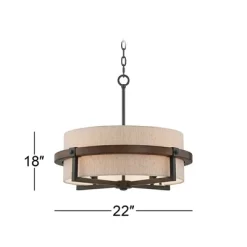 Possini Euro Design Bronze Wood Finish Pendant Chandelier 22" Wide Rustic Farmhouse Tan Fabric Drum 4-Light Fixture For Dining Room House 12 Possini Euro Design Bronze Wood Finish Pendant Chandelier 22" Wide Rustic Farmhouse Tan Fabric Drum 4-Light Fixture For Dining Room House -Possini Euro Design Sales GUEST fef36d3b d0fc 4db1 9dc9 ffe5d26747fe