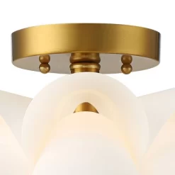 Possini Euro Design Modern Ceiling Light Semi Flush Mount Fixture White Flower Gold Metal 15 3/4" Wide Living Room Bedroom Kitchen -Possini Euro Design Sales GUEST fef6218a 716d 4463 96b6 83ff662f8639