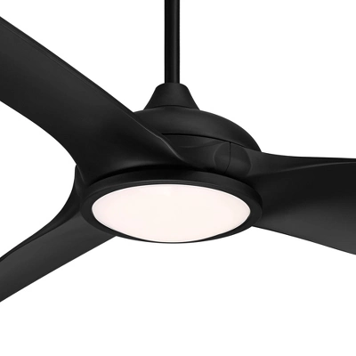 60" Possini Euro Design Dark Vader Modern Indoor Outdoor Ceiling Fan With Dimmable LED Light Remote Control Matte Black Damp Rated For Patio Exterior 2 60" Possini Euro Design Dark Vader Modern Indoor Outdoor Ceiling Fan With Dimmable LED Light Remote Control Matte Black Damp Rated For Patio Exterior - Image 2