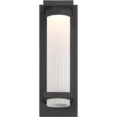 Possini Euro Design Kathleen 14" High Modern Outdoor Wall Light Fixture Mount Porch House Exterior Set Of 2 LED Bulb Sand Black Metal Glass Shade 4 Possini Euro Design Kathleen 14" High Modern Outdoor Wall Light Fixture Mount Porch House Exterior Set Of 2 LED Bulb Sand Black Metal Glass Shade - Image 4