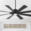 60" Possini Euro Design Defender Modern Indoor Outdoor Ceiling Fan With Dimmable LED Light Remote Control Matte Black Damp Rated For Patio Exterior