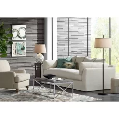 Possini Euro Design Nayla Modern Floor Lamp 62 1/2" Tall Bronze Metal Off White Fabric Tapered Drum Shade For Living Room Bedroom Office House Home -Possini Euro Design Sales GUEST ffd25a4f a7ba 4a02 a4d9 7f06db03c19a 1